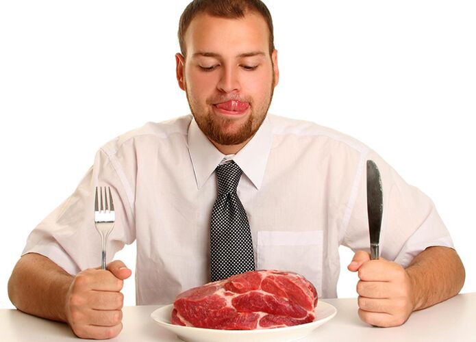 Raudona mėsa vyro racione
